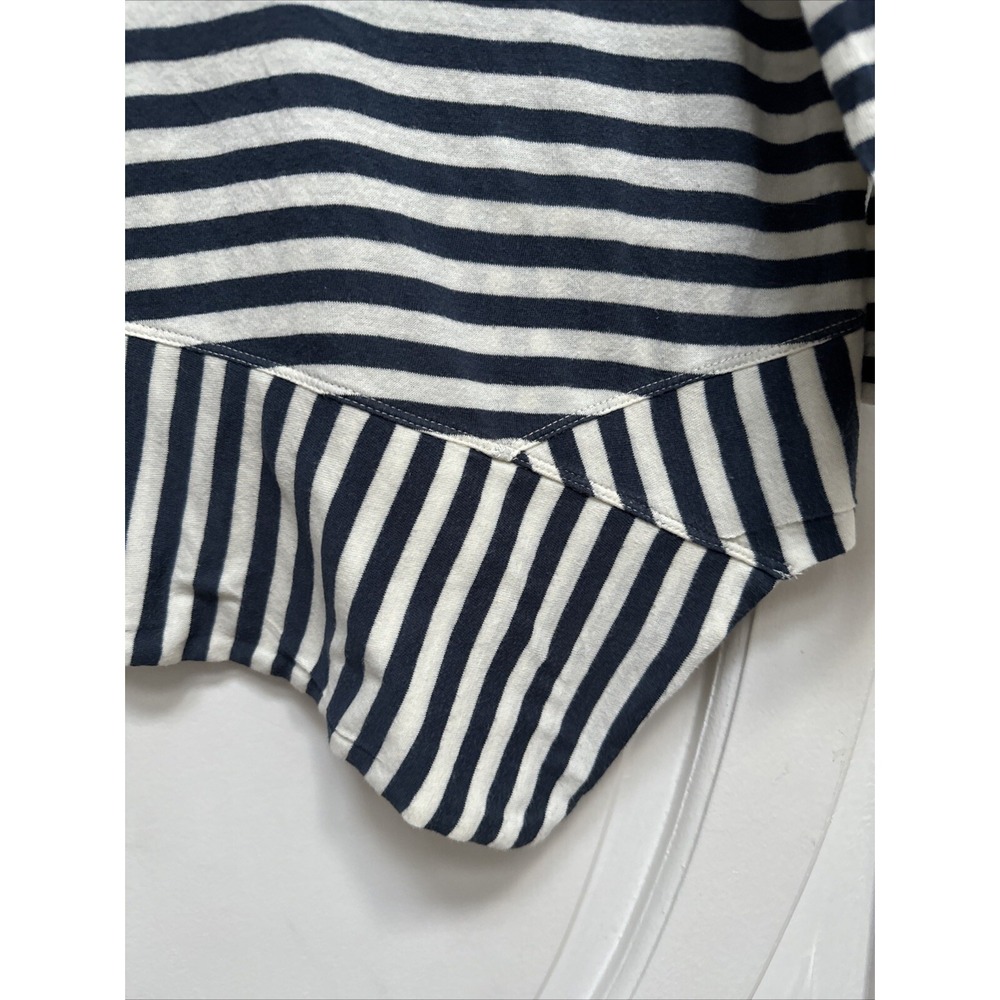 Cabi 5064 Navy Blue White Striped Asymmetric Hem Knit Top Size M - Picture 6 of 8